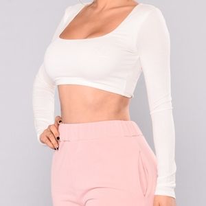 Fashion Nova White Long Sleeve Crop Top X-Large